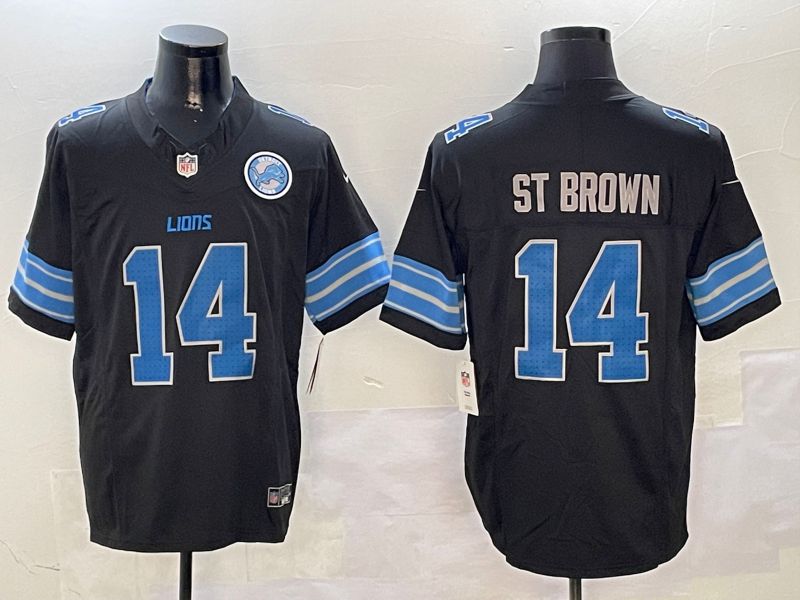 Men Detroit Lions #14 St Brown Black three generations 2024 Nike Limited NFL Jersey style 01021->detroit lions->NFL Jersey